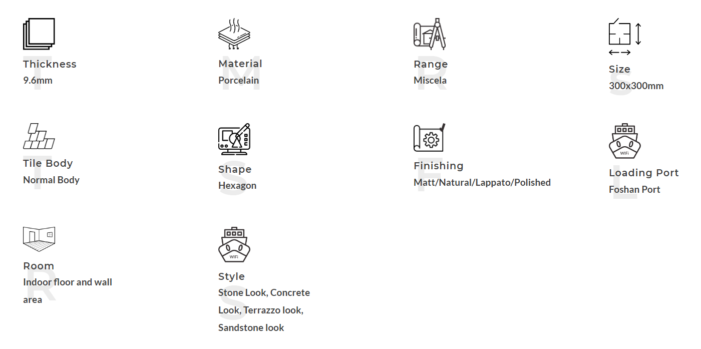 Porcelain Hexagon Mosaic-VAK48119 Porcelana hexágono mosaic-vak48119