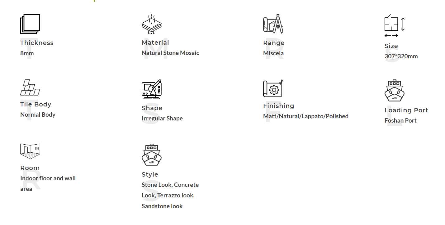 Natural Stone Marble Mosaic-Stripe Mosaico de mármol de piedra natural