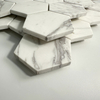 Mosaico de mármol hexágono blanco