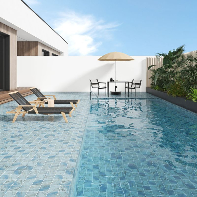 Diseños de mosaicos de piscina - Azul cielo