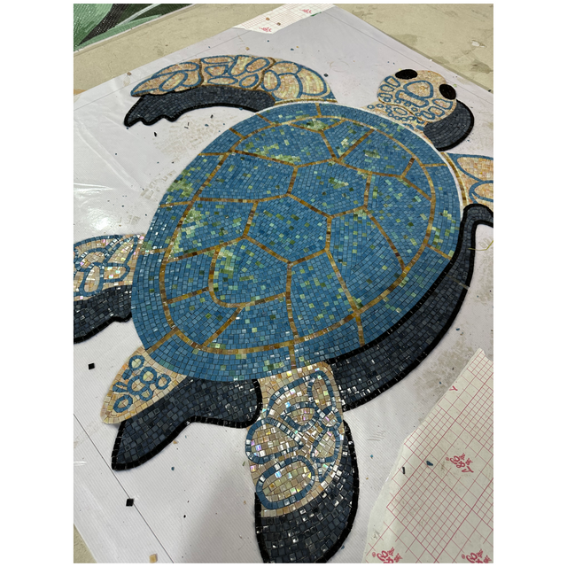 Azulejo mosaico de piscina de tortuga