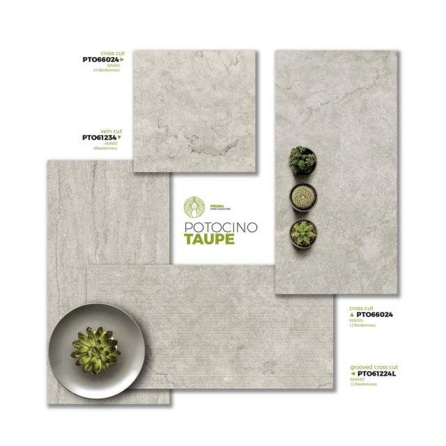 Travertino al aire libre Beak Tile para patio y piscina Potocino Potocino Taupe