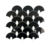 Elegantes baldosas de mosaico de vidrieras negras para paredes-SYM12