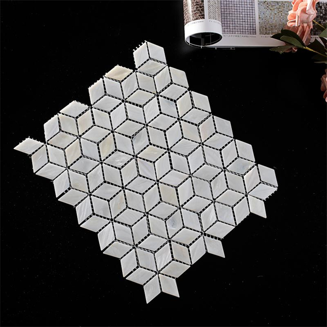 Mosaico de concha de diseño cúbico-SM03