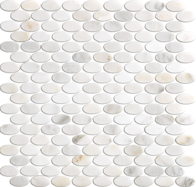 Mosaico de mármol blanco - ovalado