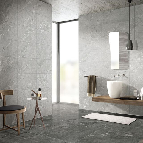 Azulejo de porcelana de piedra gris natural-Quee Stone gris claro