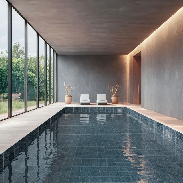 Tile de piscina decorativa 150 mm-Venus azul