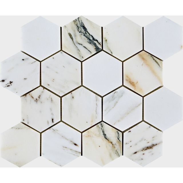 Mosaico de piedra hexagonal dorado Kajin-ZGG27