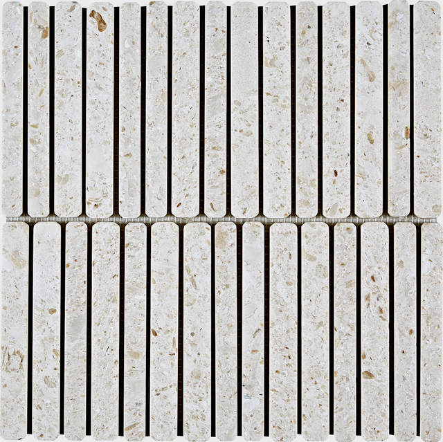 Azulejo de mosaico de piedra natural beige dorado-BOT11