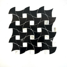 Hojas de mosaico de vidrieras negras para interiores modernos-nts03