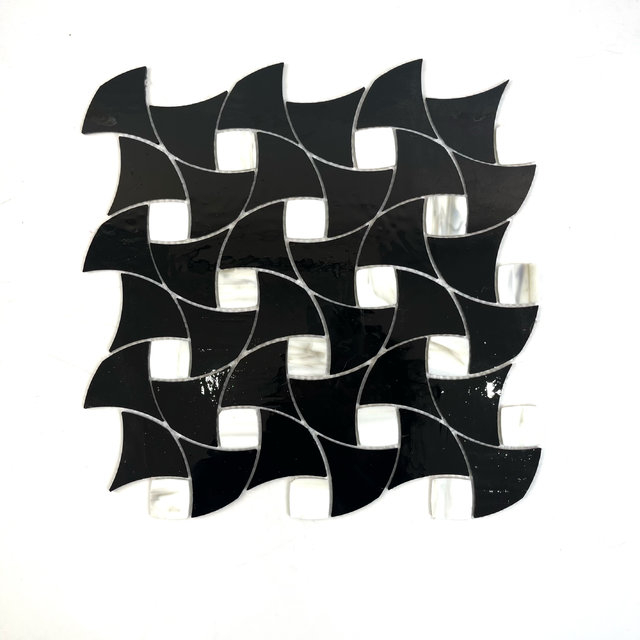 Hojas de mosaico de vidrieras negras para interiores modernos-nts03
