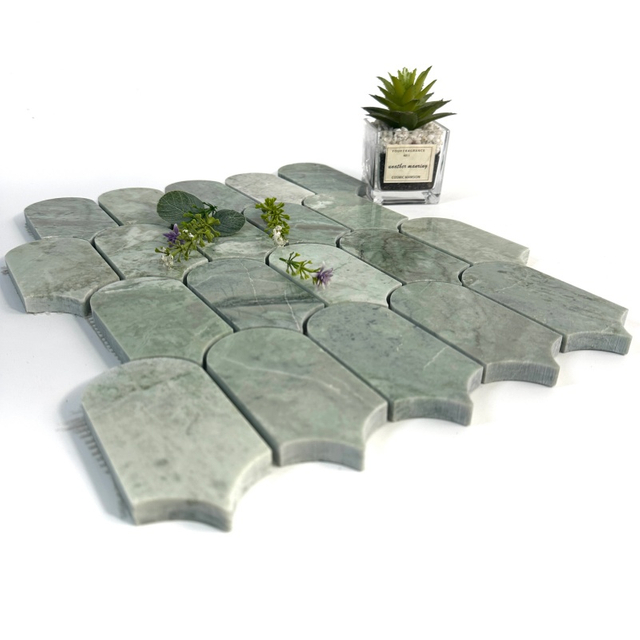 Azulejos de mosaico verde de piedra natural