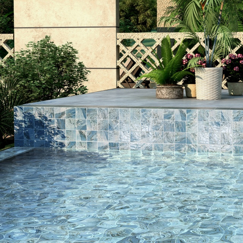 Mosaico de piscina de cerámica duradera Mosaic 97x97 mm Grotto azul