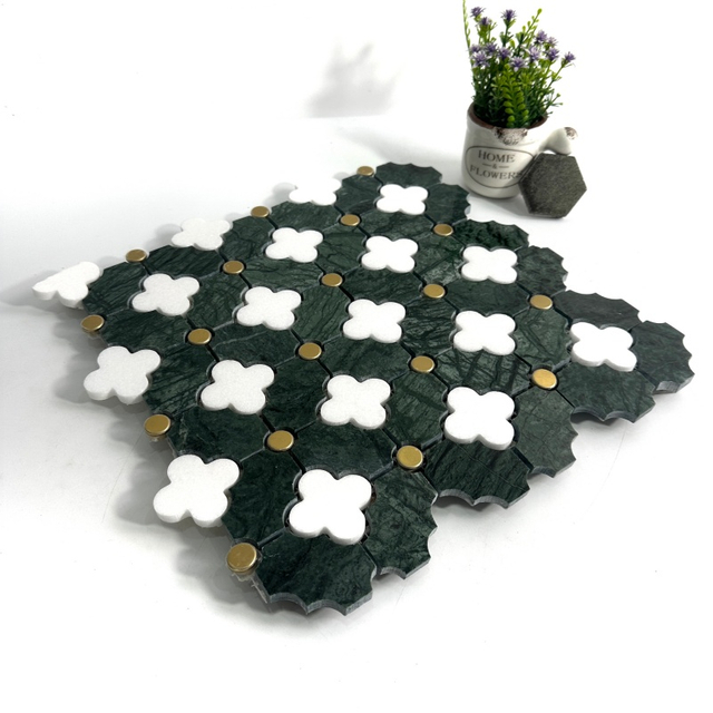 Mosaico de mármol verde