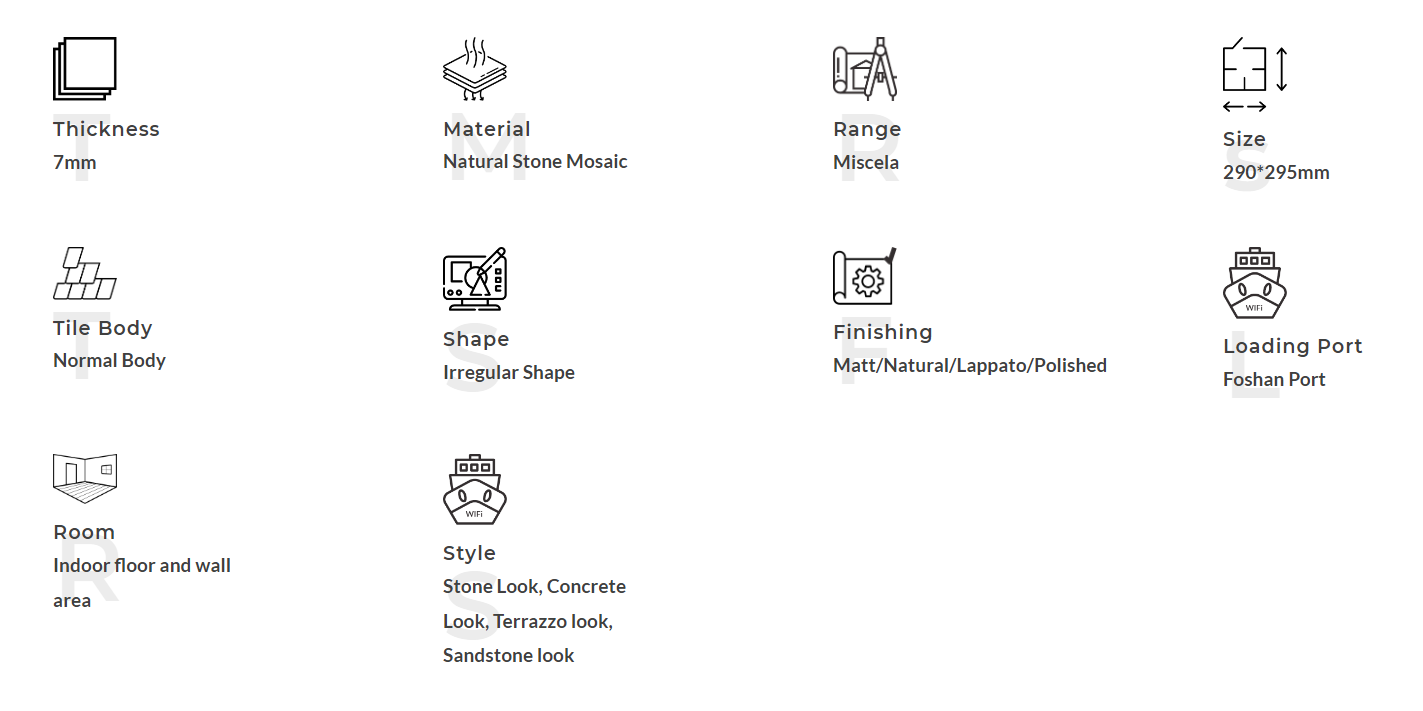 Mosaico de m&aacute;rmol de piedra natural