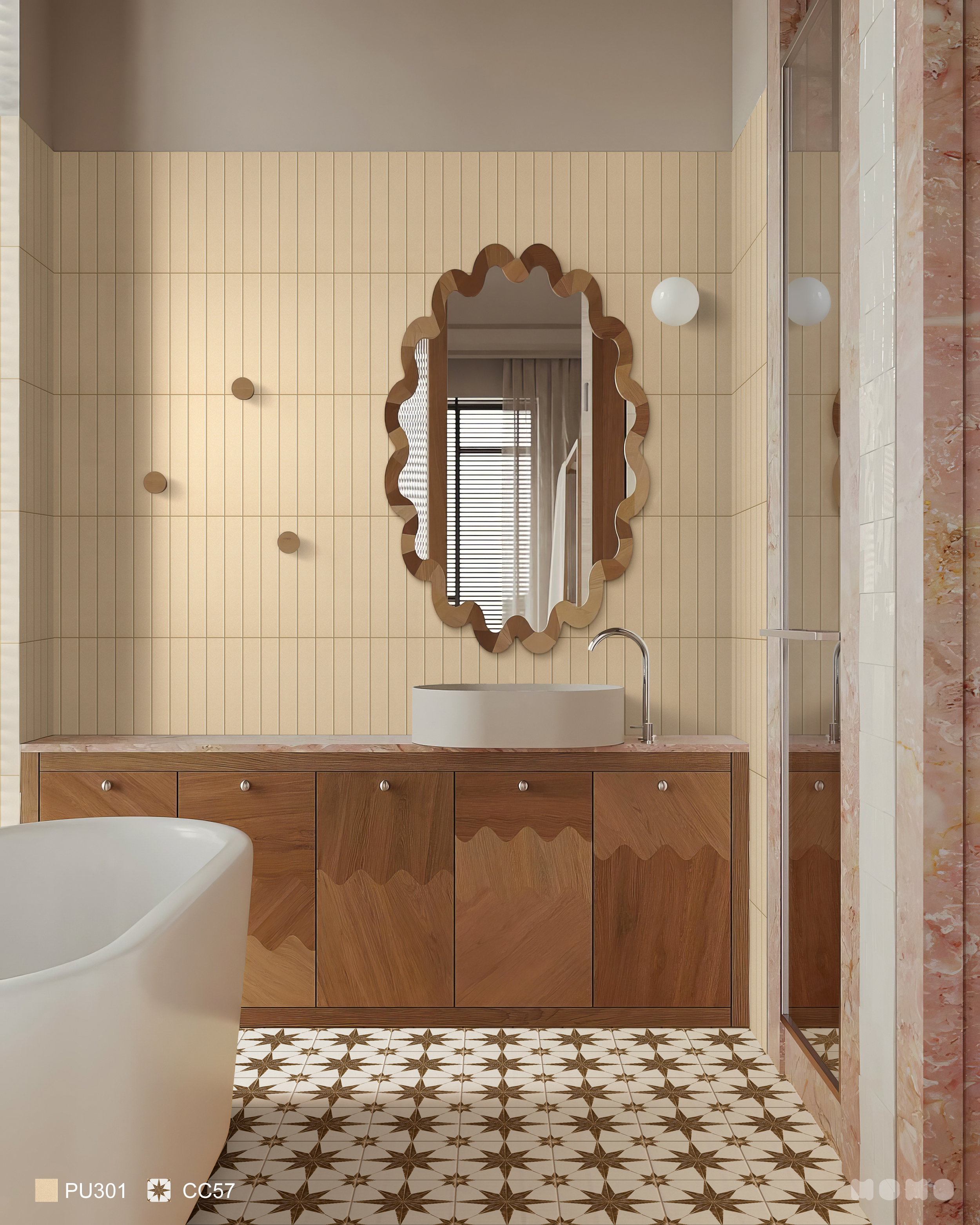 Tile de ducha de piso y decoración