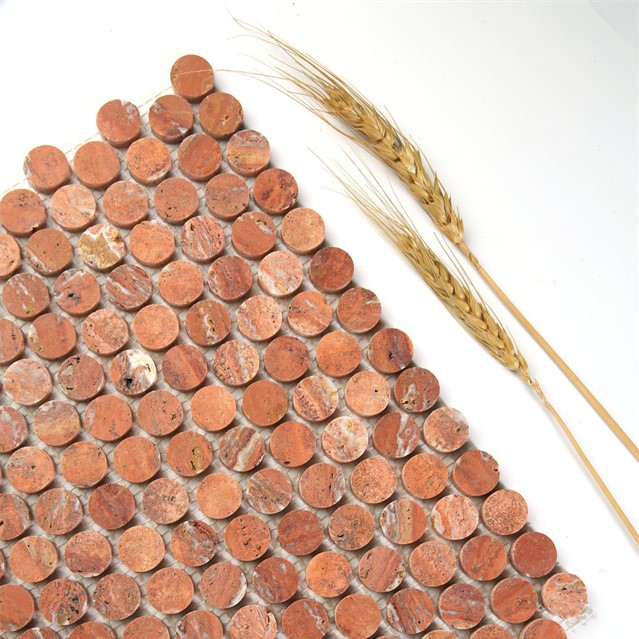 Mosaico de piedra redonda de centavo