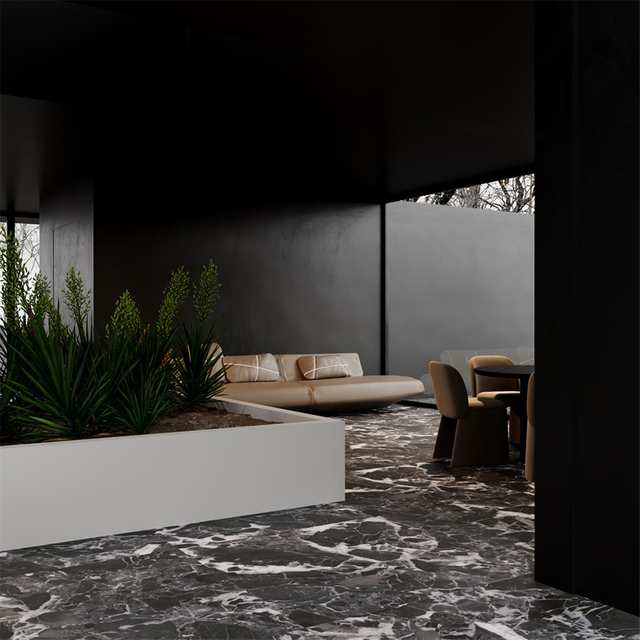 Azulejos con apariencia de mármol negro de 1200x1200 mm-Brage