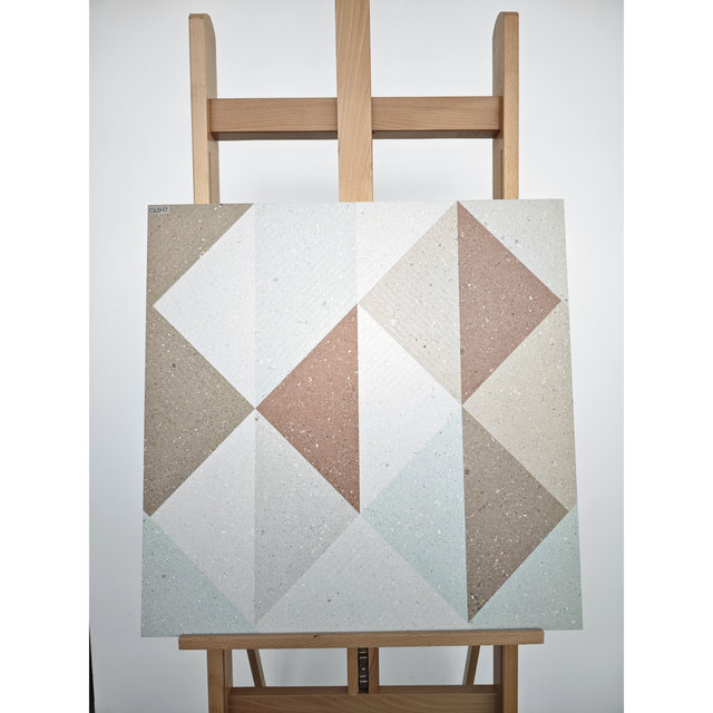 Azulejo decorativo con patrón triangular de 600x600 mm-C62H7