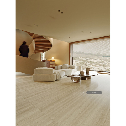 Azulejo con apariencia de travertino con corte de vena-P6248