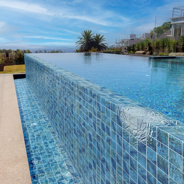 Mosaico de cerámica con textura para piscinas 97x97 mm-azul lapis