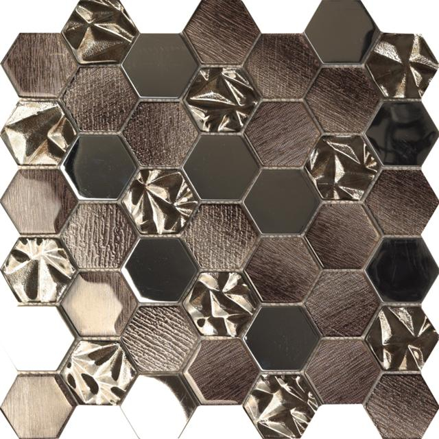 Mosaico de vidrio metálico hexagonal |Música |hexagonal