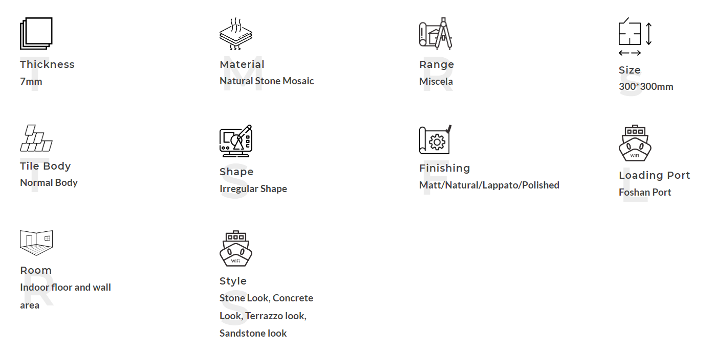 Piedra de Mosaico de Piedra Natural