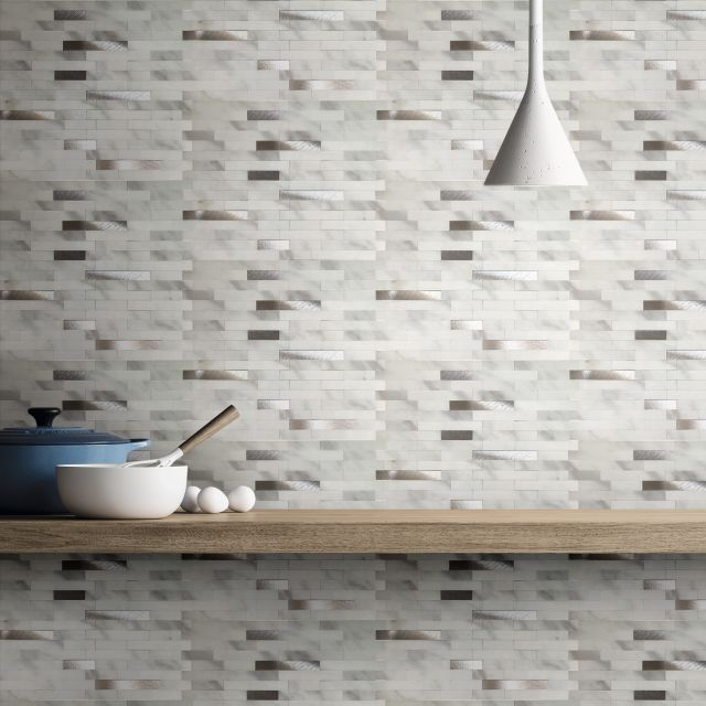 Azulejo de mosaico de PVC de mármol-F06