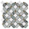 Mosaico de piedra negra - Patrón de flores