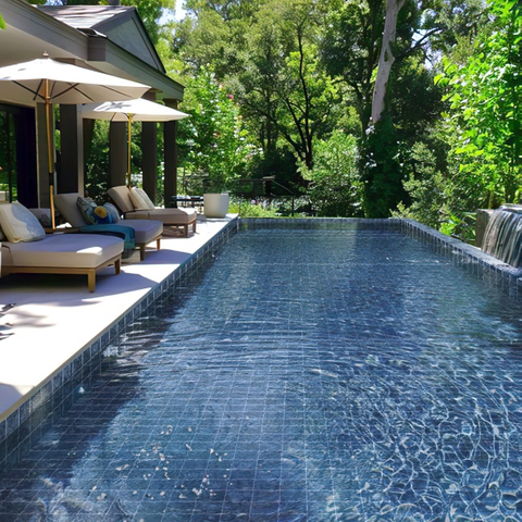 Azul mosaico-neptuna de piscina cuadrada de 150 mm