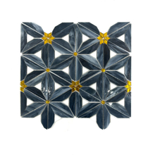 Vaso de color floral azul mosaico-hbs40
