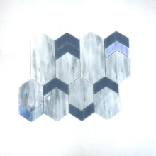 Vibrante mosaico de vidrieras azules para paredes interiores-zs22
