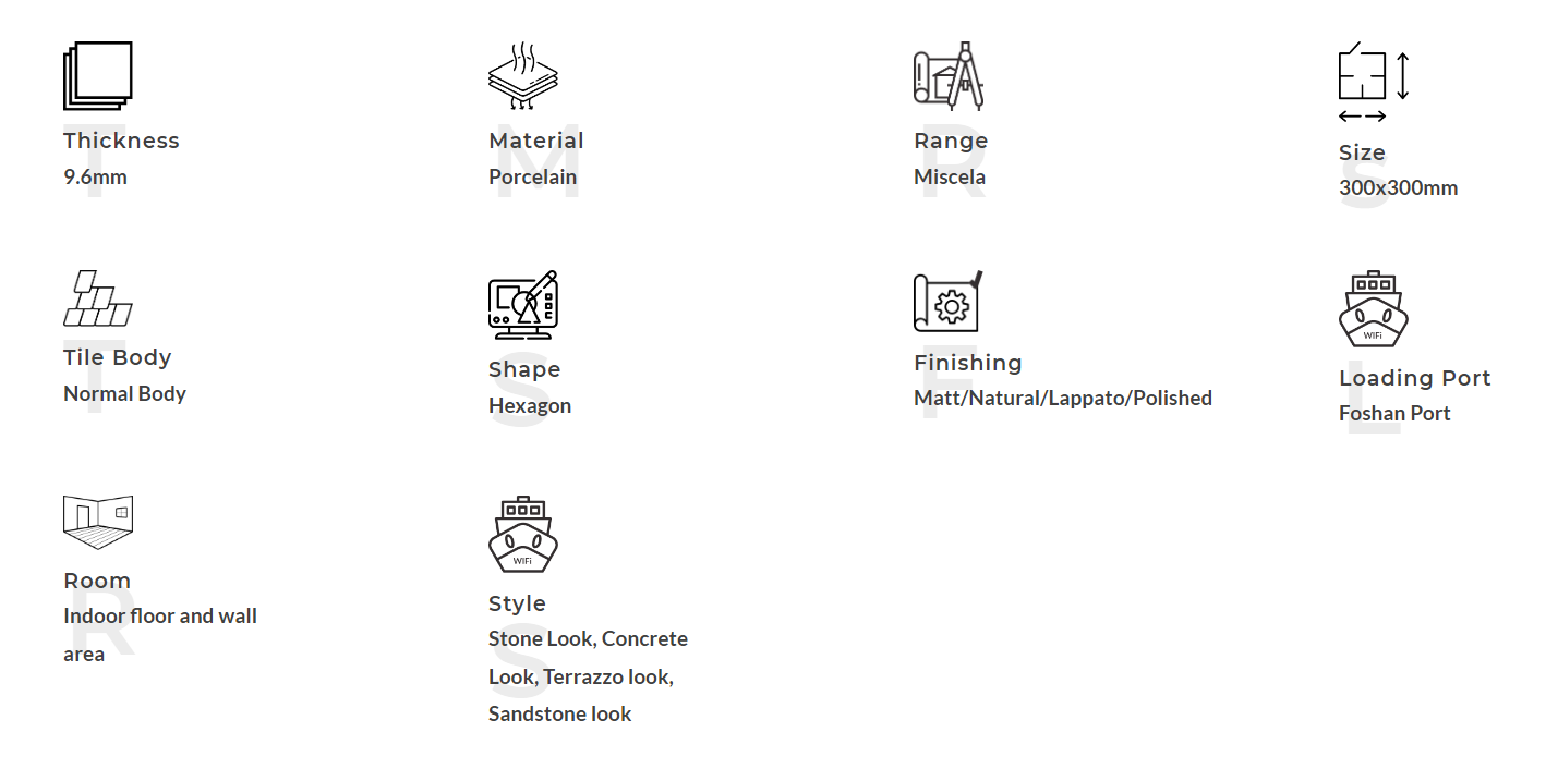 Porcelana hex&aacute;gono mosaico