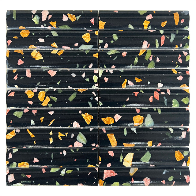 Azulejos de mosaico de terrazo negro