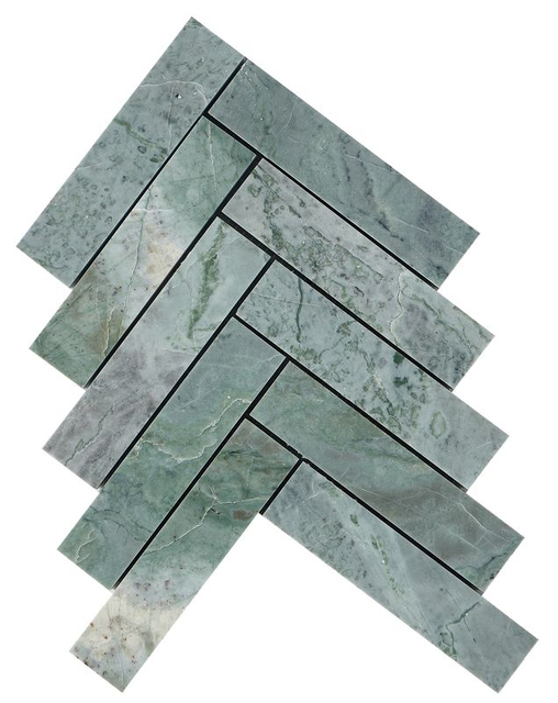 Protector contra salpicaduras de espiga de mármol, color verde jade