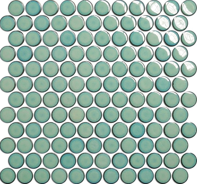 Azulejo de mosaico de cerámica de forma redonda verde brillante BHVL06174