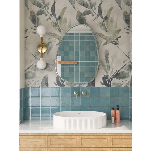 Azulejo con estampado de flores-ZX88