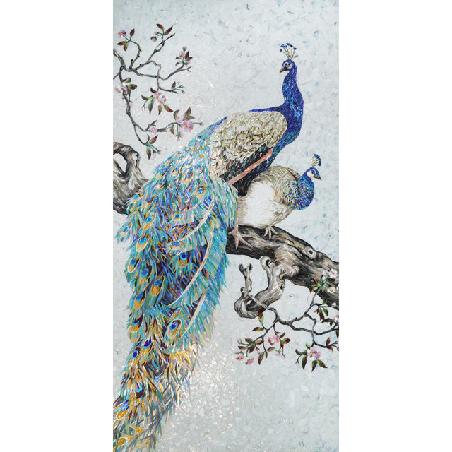 Arte de mosaico de vidrio de color animal con temática