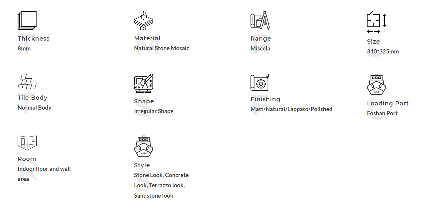 Mosaico de m&aacute;rmol de piedra natural