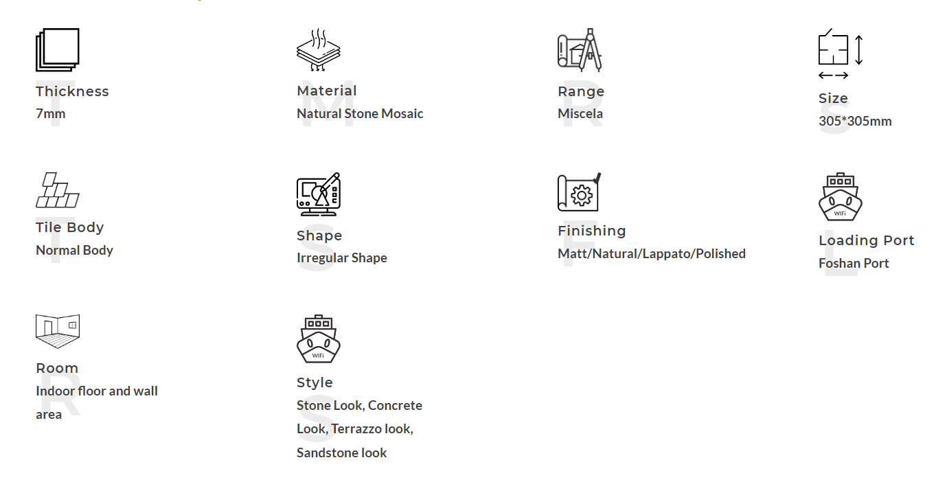 Mosaico de m&aacute;rmol de piedra natural