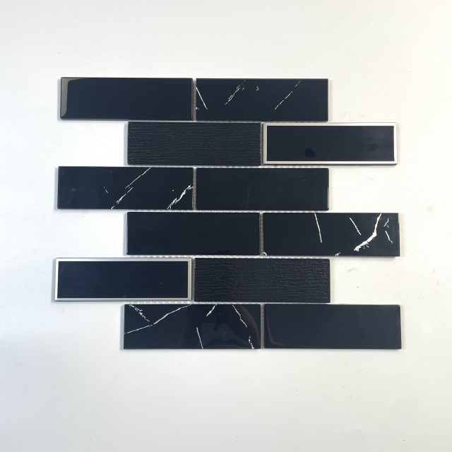 Mosaico de vidrio electroplacado de plata brillante 