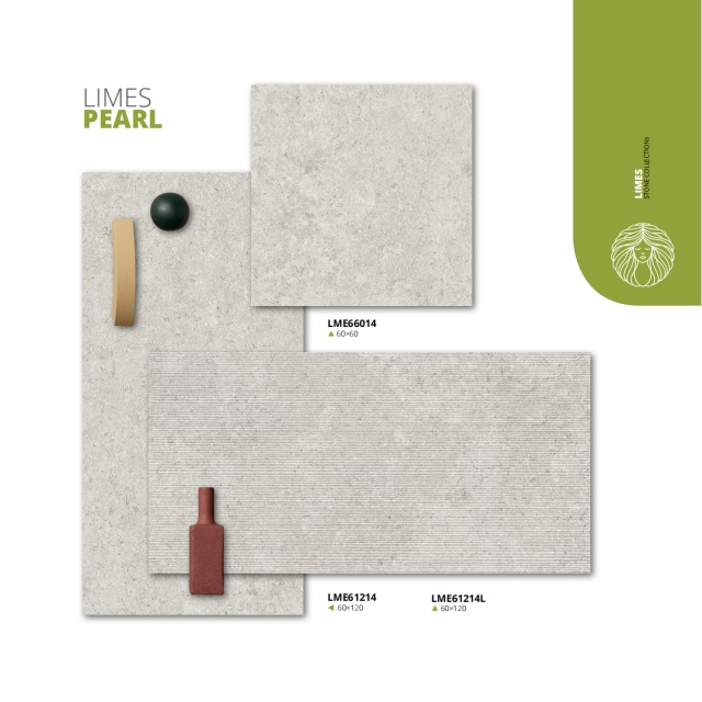Tile de diseño de piedra caliza de gran formato para la sala de estar y la cocina de los limotes de la cocina Pearl