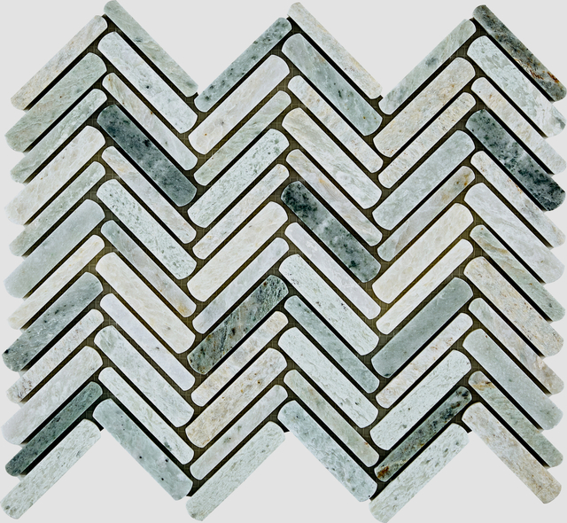 Mosaico de espiga de mármol esmeralda-EME13