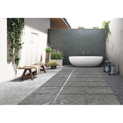 Porcelánico Texturizado Antideslizante-Quee Stone Negro Grisáceo