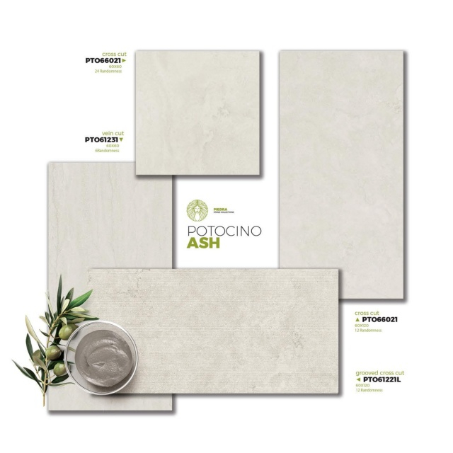 Travertino Natural Tile de porcelana para piso y cenizas de pared-potocino