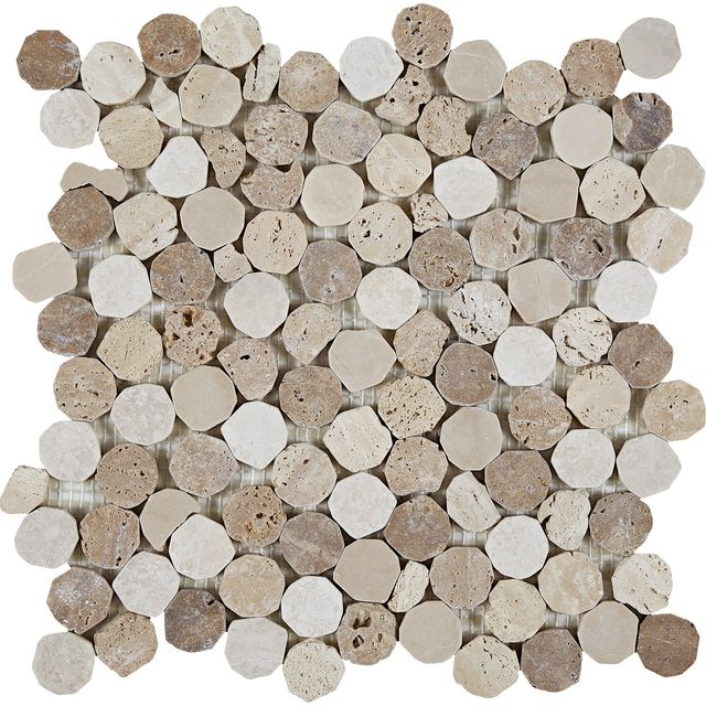 Mosaico de guijarros de travertino beige -TRV42F