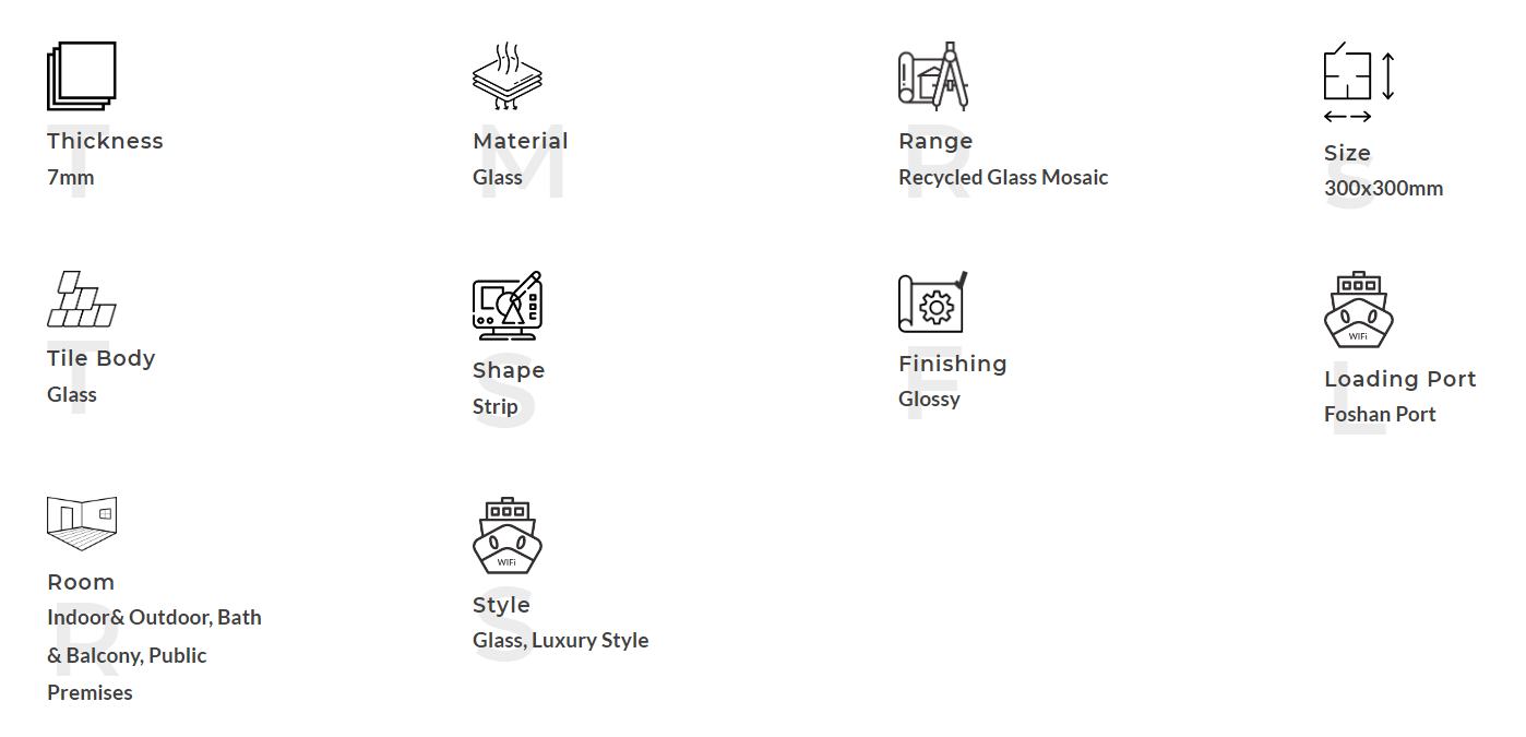 Mosaico de vidrio reciclado de pared