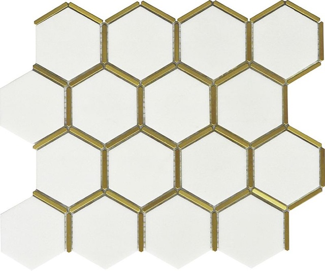 Mosaico de piedra de metal y mármol-LAY800