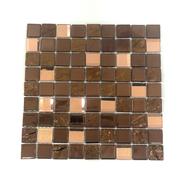 Azulejos de vidrio de oro rosa -dg15 luxe 