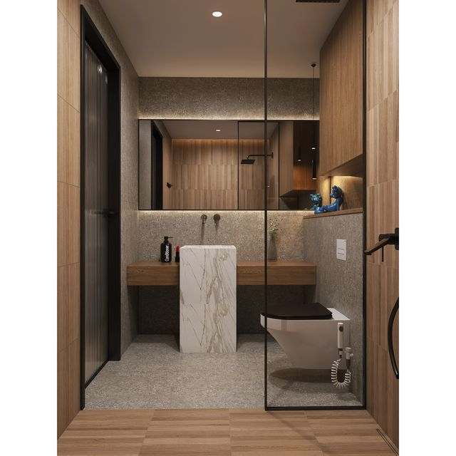 Azulejos con apariencia de madera para baño-MC13